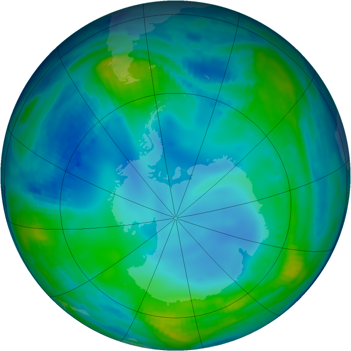 Antarctic ozone map for 14 July 1997